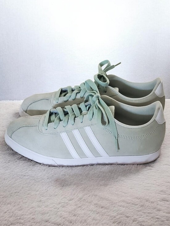 adidas Shoes - Adidas Women's Light Green Suede Court Sneakers | Lace-Up Casual Shoes Size 10